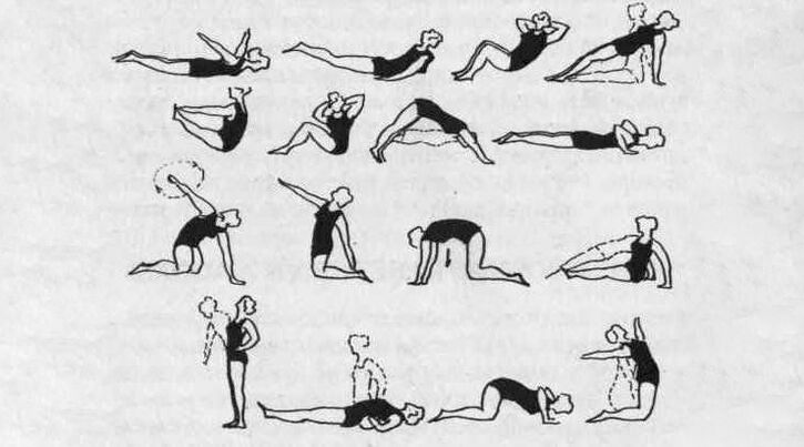An exercise therapy complex that helps relieve stiffness of muscle tissue in thoracic osteochondrosis